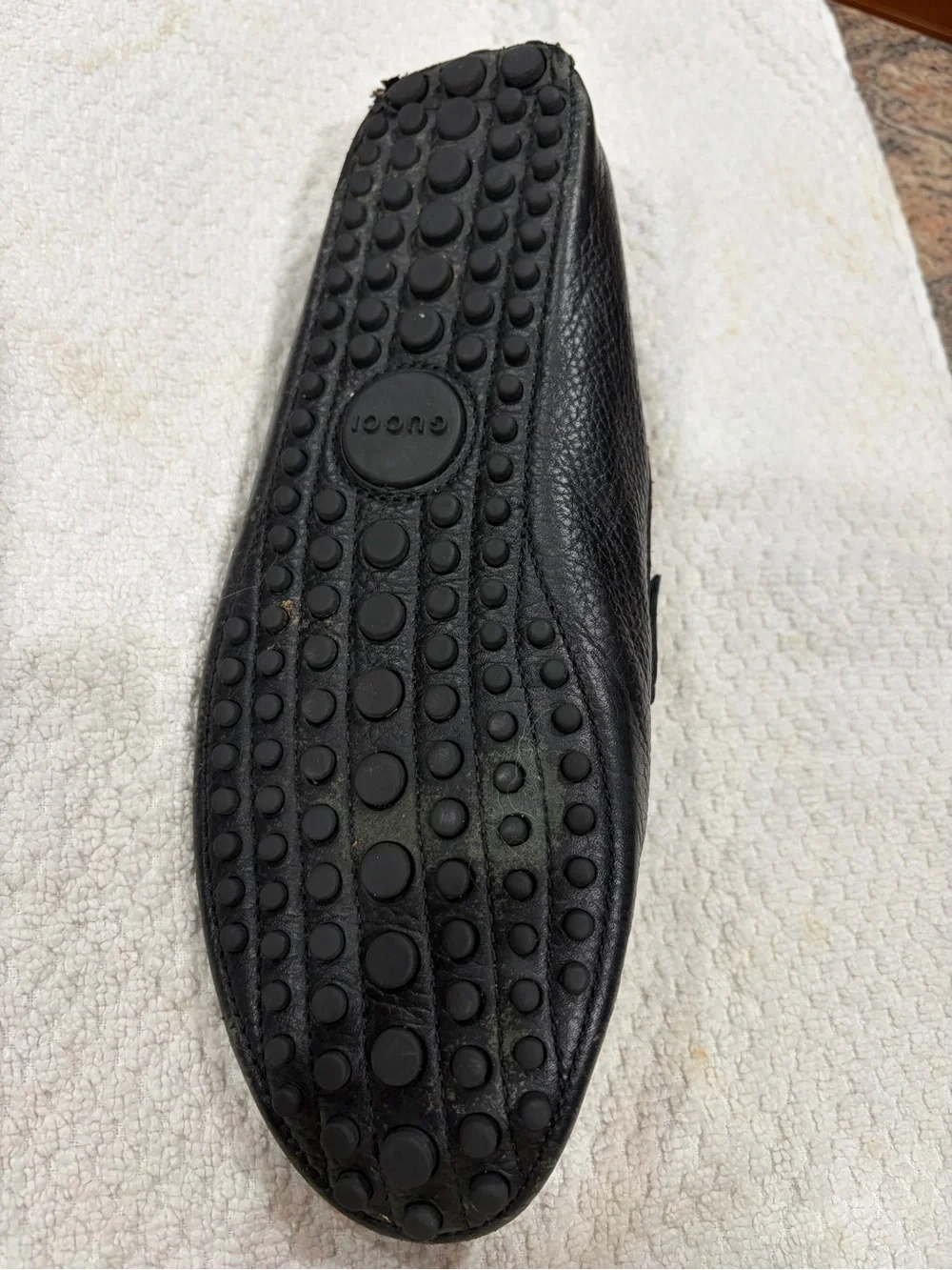 Gucci Black Leather Slip-On Loafer with Green and Red Stripe ( one shoe only)